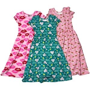 Dot Smile Toddler Girl 2T Maxi Dress Lot 3pc Rainbow Kiss Lips Hedgehog NWT